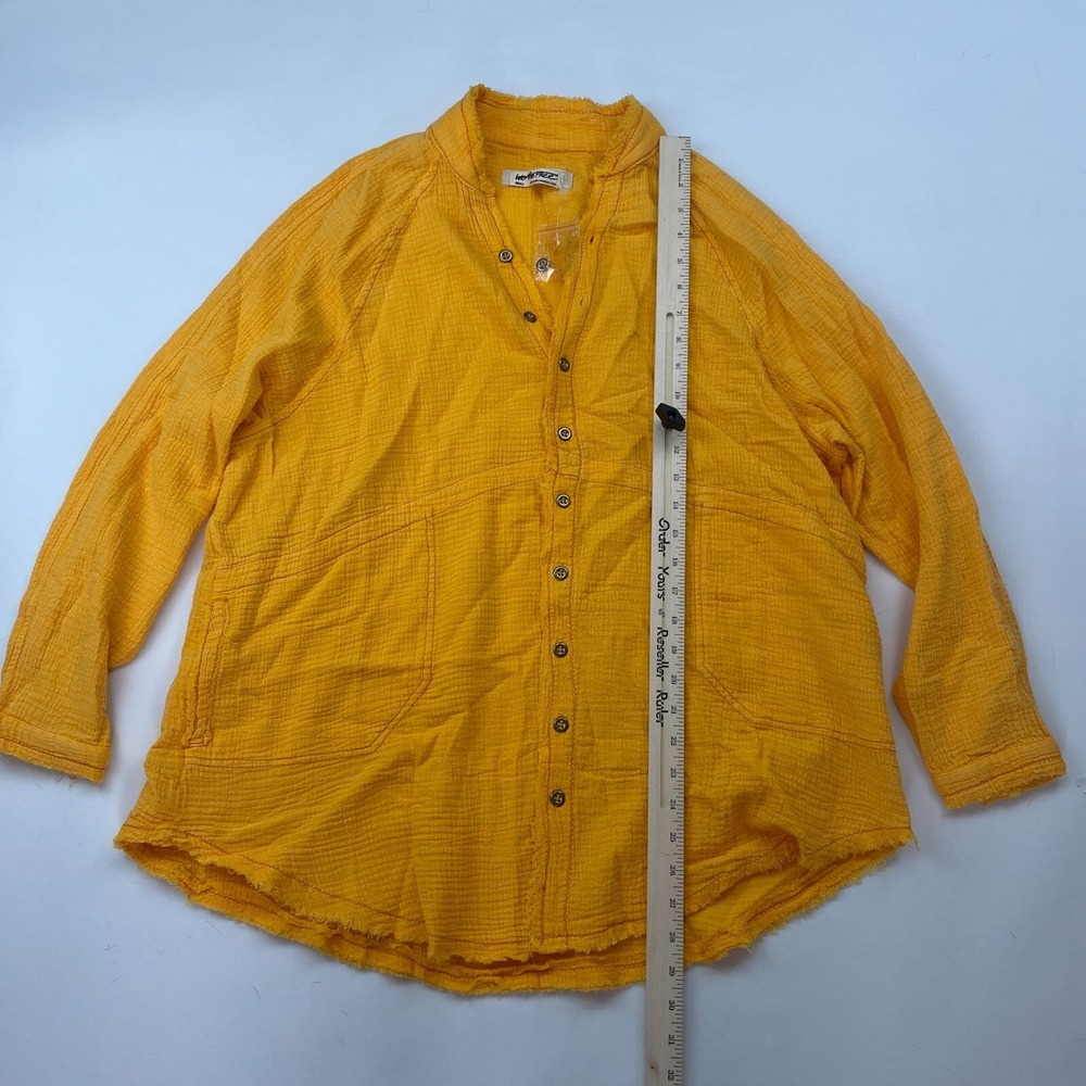 NWT Free People Summer Daydream Buttondown Shirt Raw Hi Low V-Neck We The Free S - Picture 2 of 12